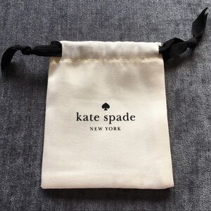 Kate Spade Jewelry Dust Bag Drawstring Beige Black Logo Storage Gift New York